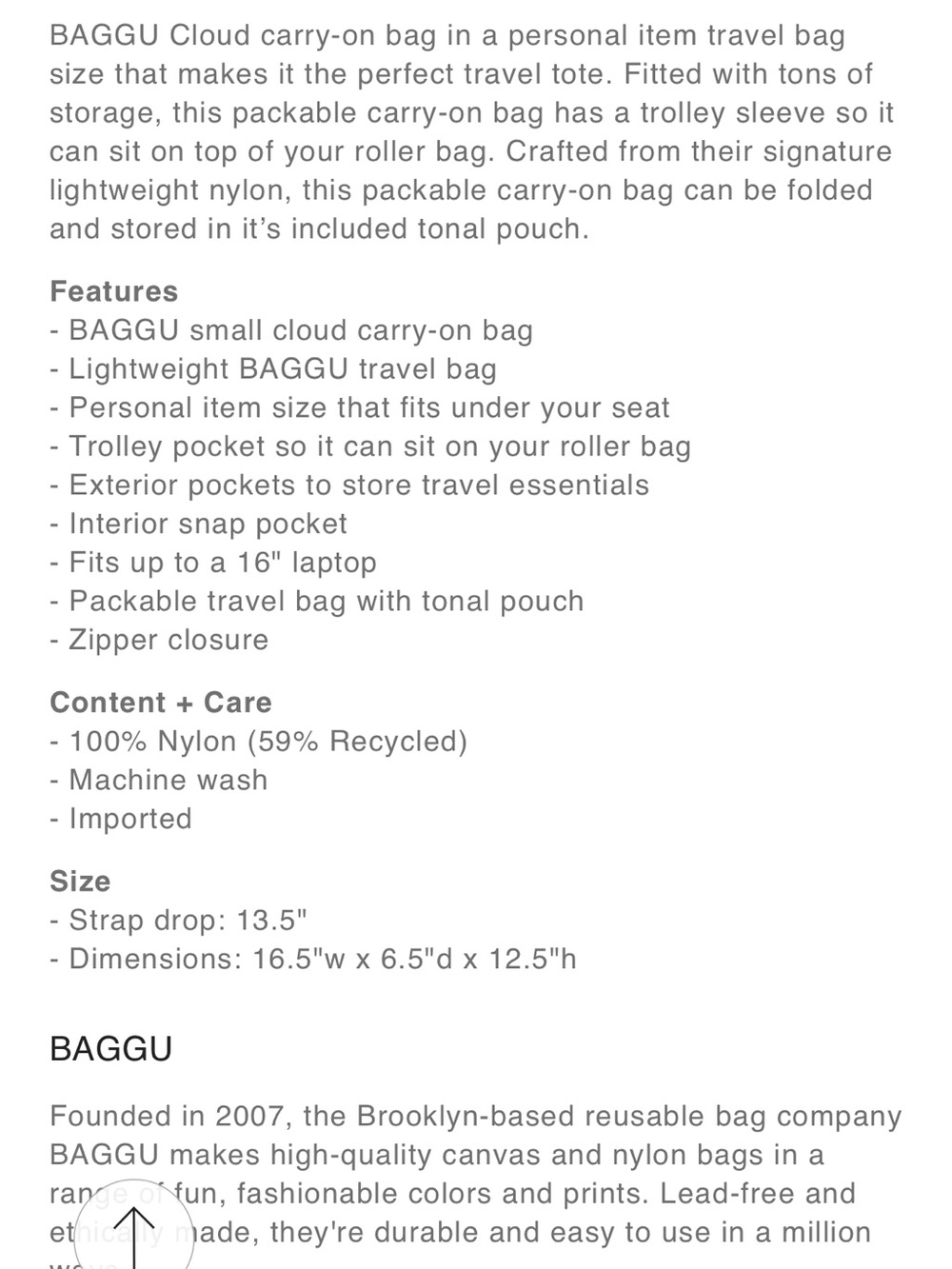 BAGGU Small Cloud Carry-On Bag - Picture 14 of 14